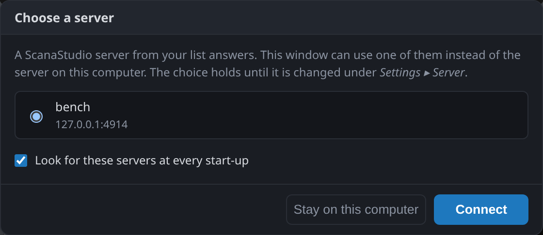 Choosing between the local server and one on another machine